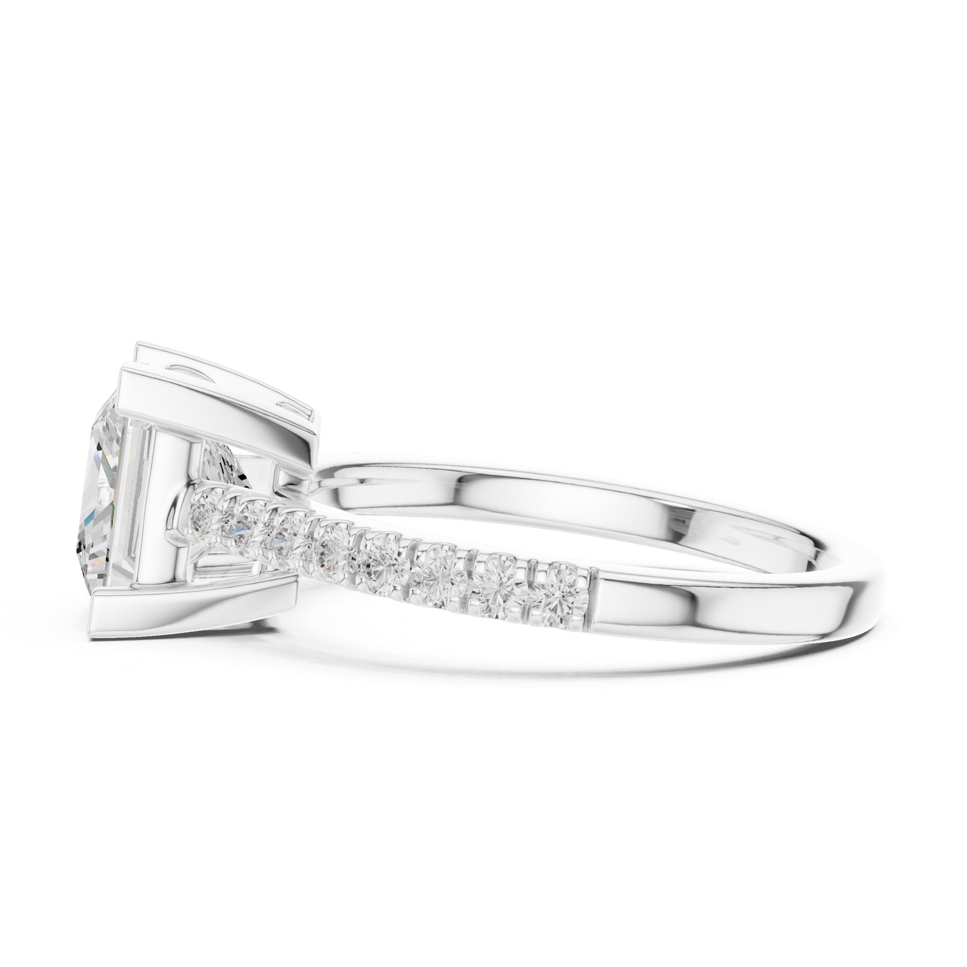 Princess Lab Grown Diamond Cathedral Engagement Ring