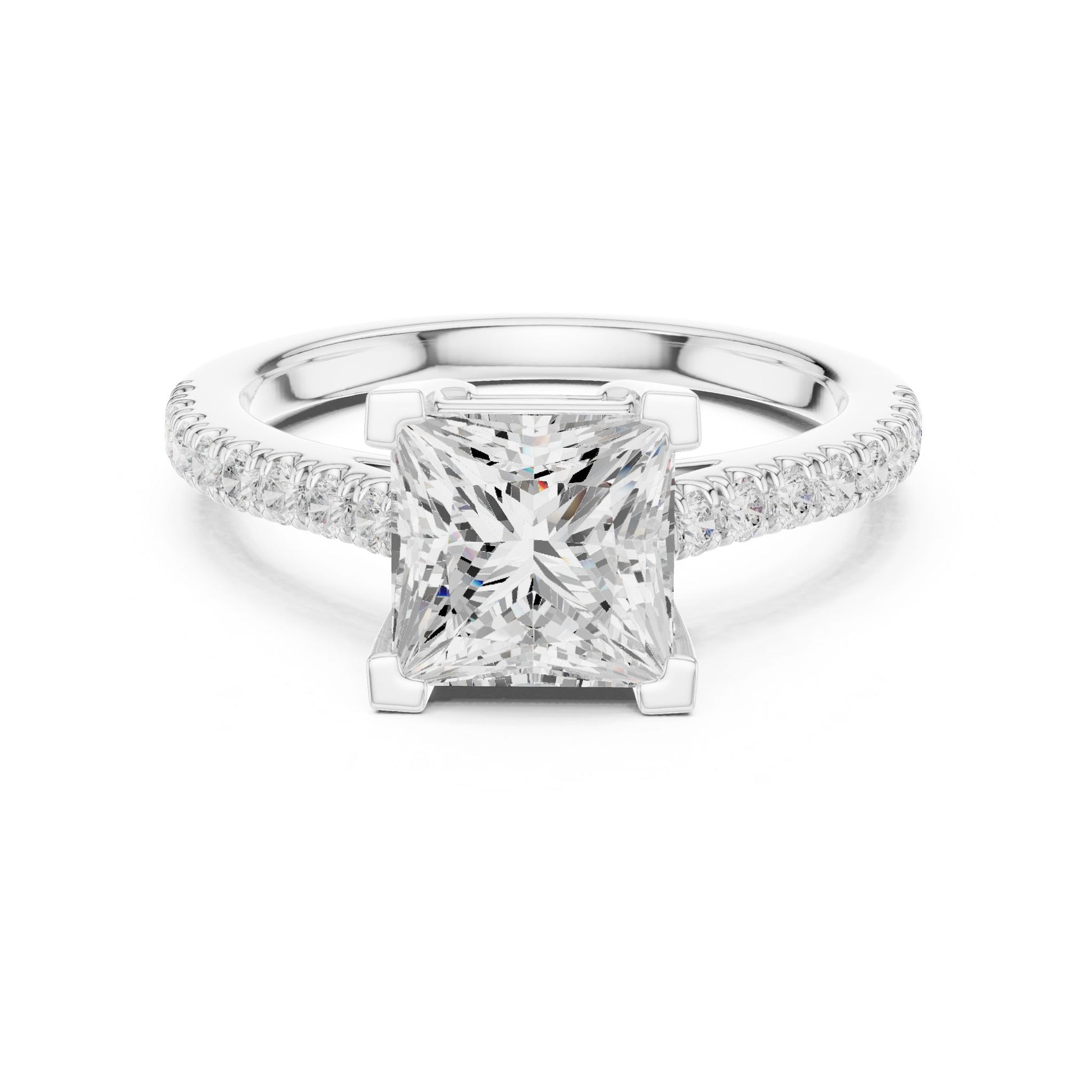 Princess Lab Grown Diamond Cathedral Engagement Ring