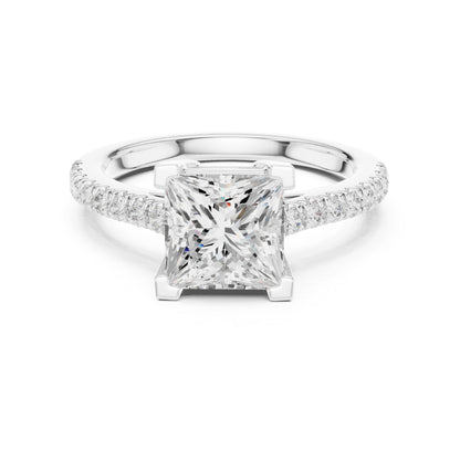 Princess Lab Grown Diamond Cathedral Engagement Ring