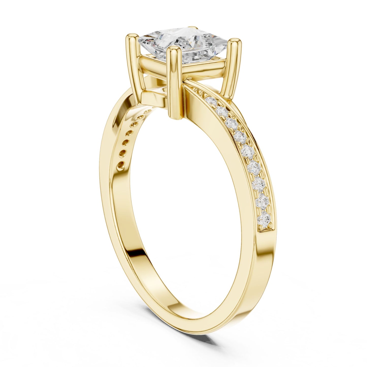 Princess Lab Grown Diamond Cathedral Engagement Ring