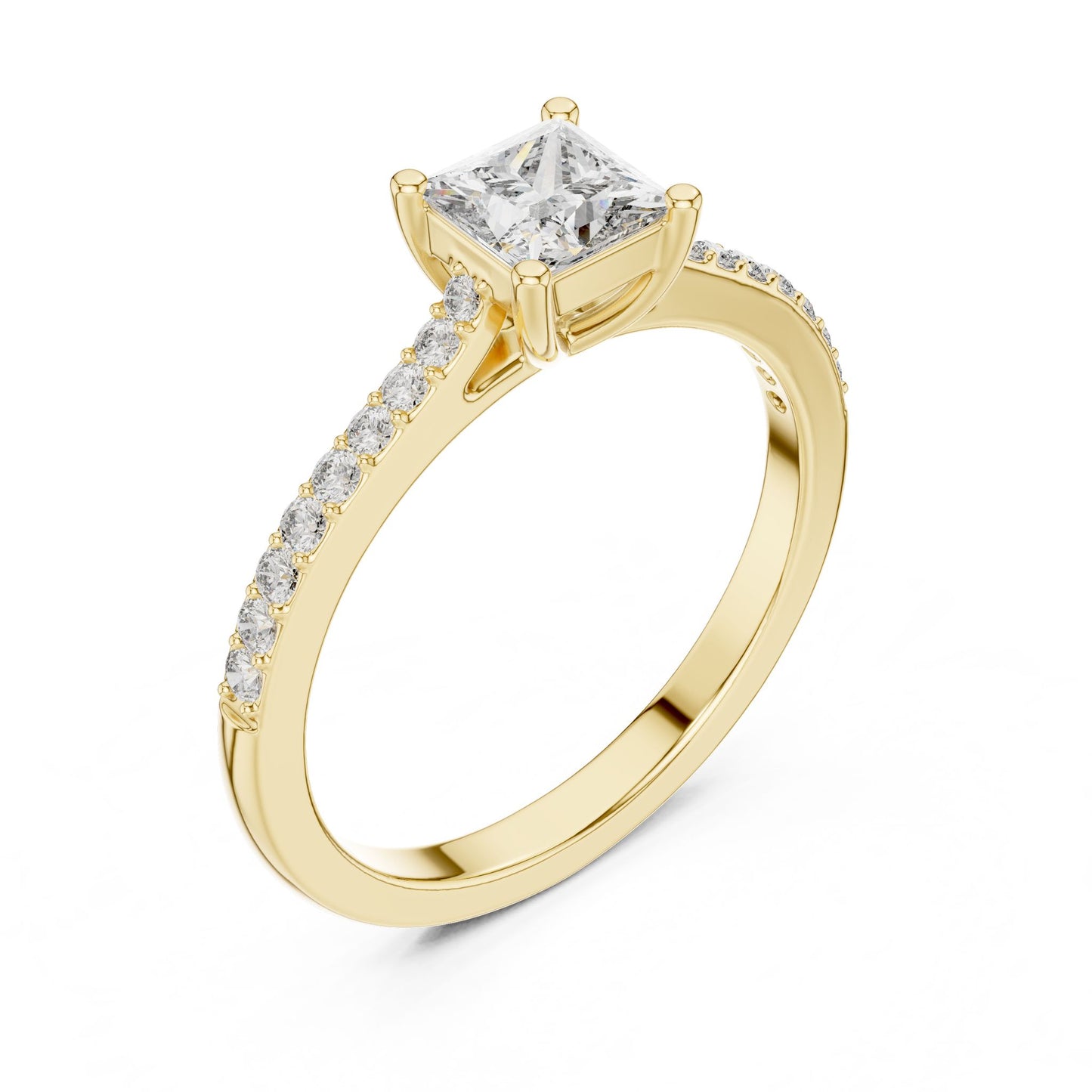 Princess Lab Grown Diamond Cathedral Engagement Ring
