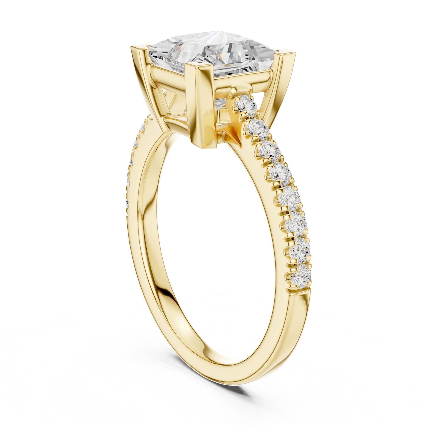 Princess Lab Grown Diamond Cathedral Engagement Ring