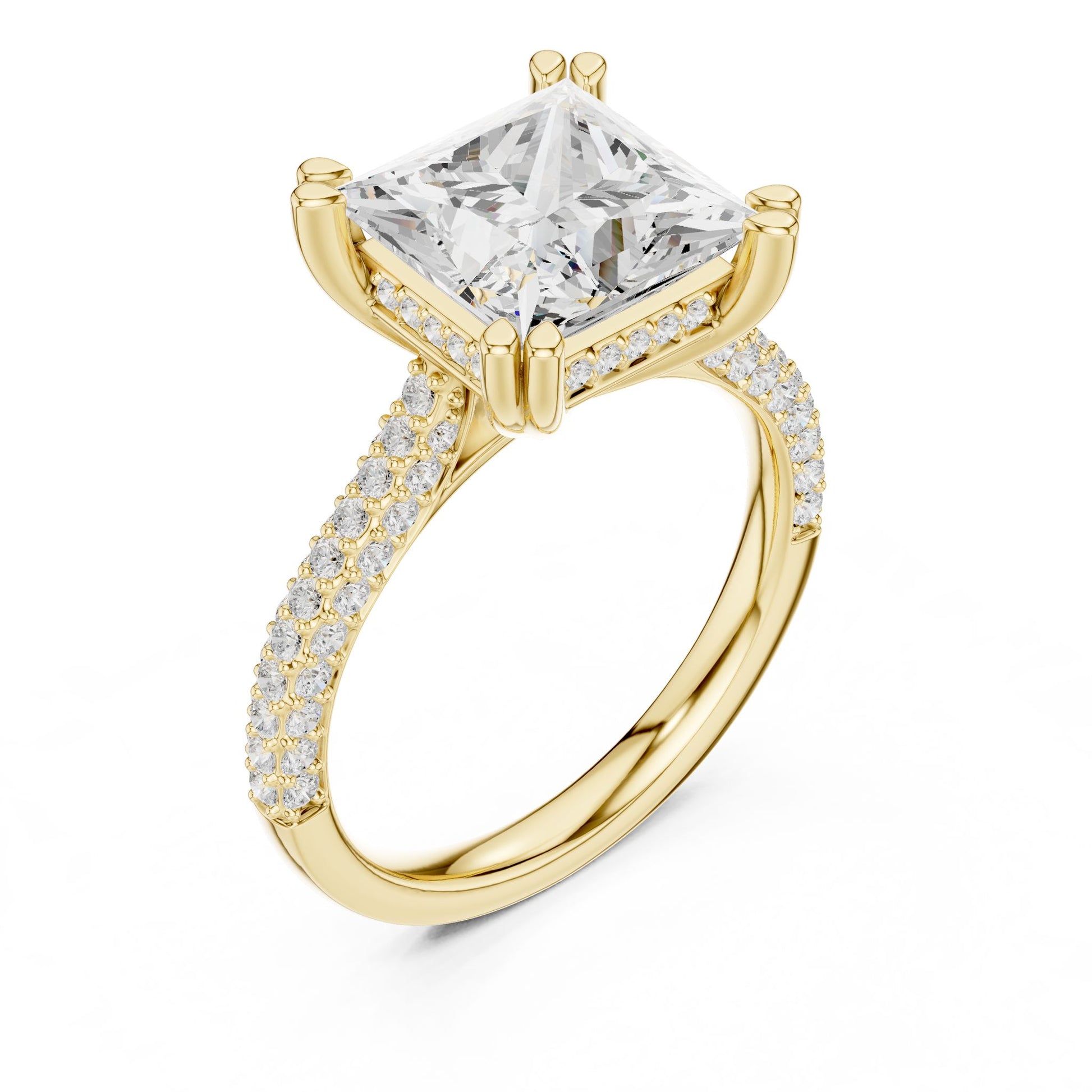 Princess Lab Grown Diamond Cathedral Engagement Ring