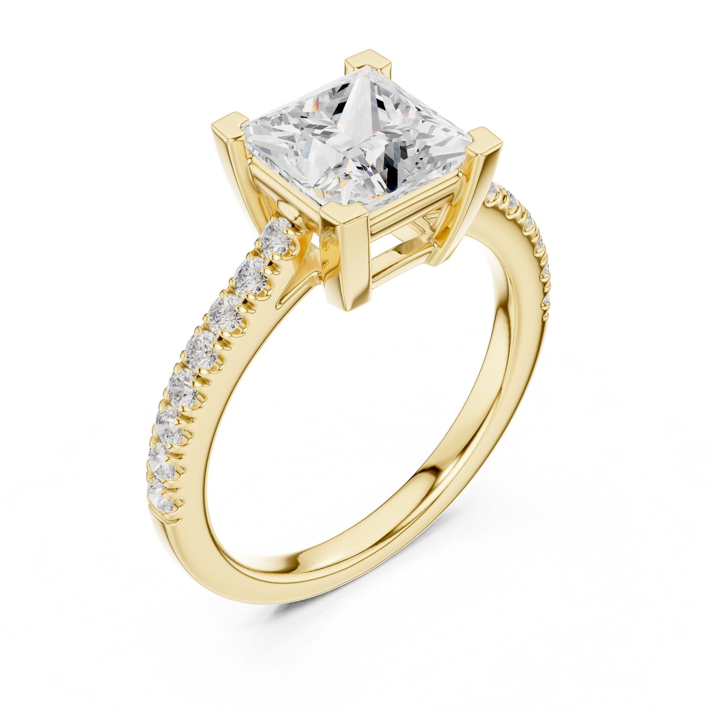 Princess Lab Grown Diamond Cathedral Engagement Ring