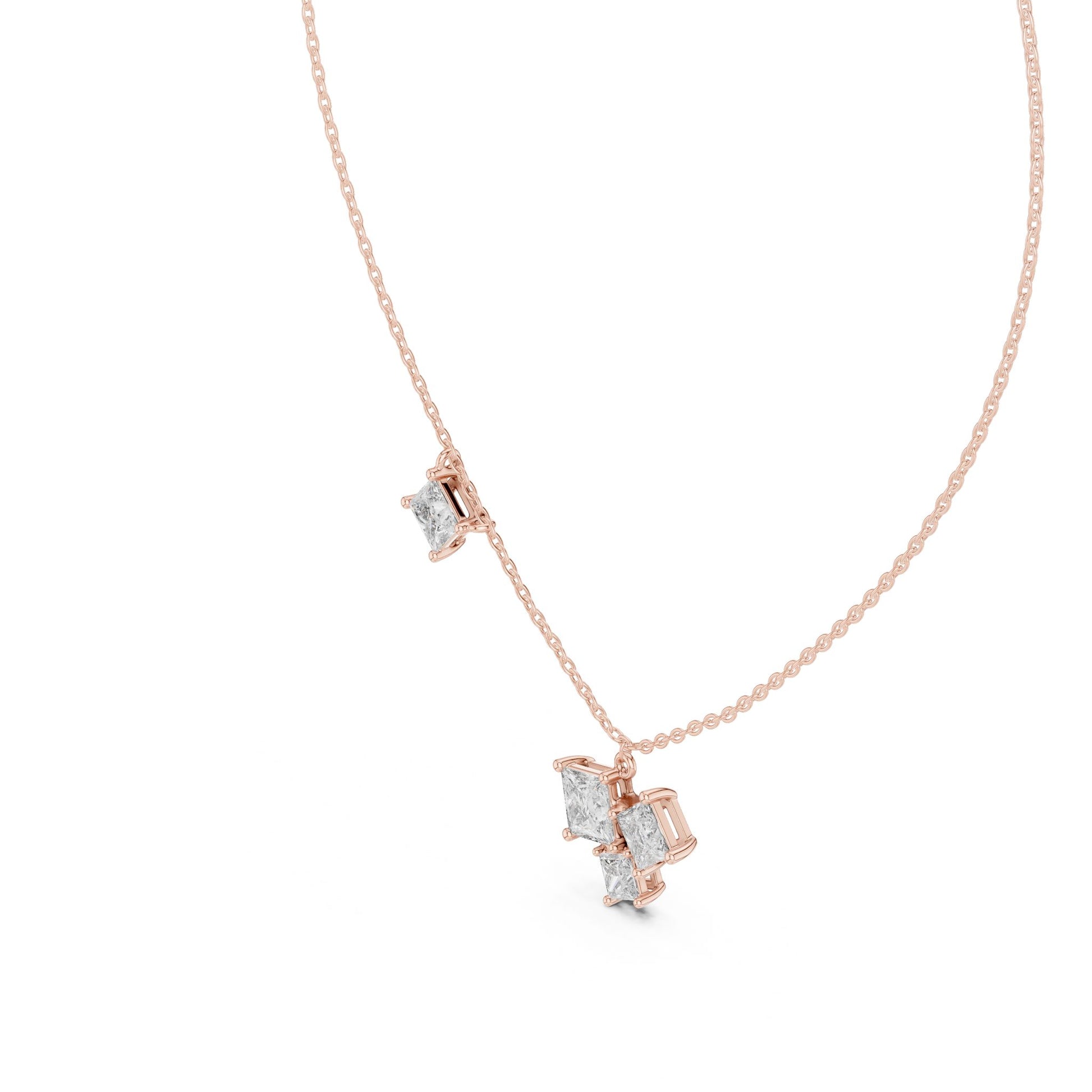 Princess Lab Grown Diamond Cluster Pendant