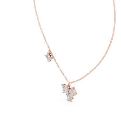 Princess Lab Grown Diamond Cluster Pendant