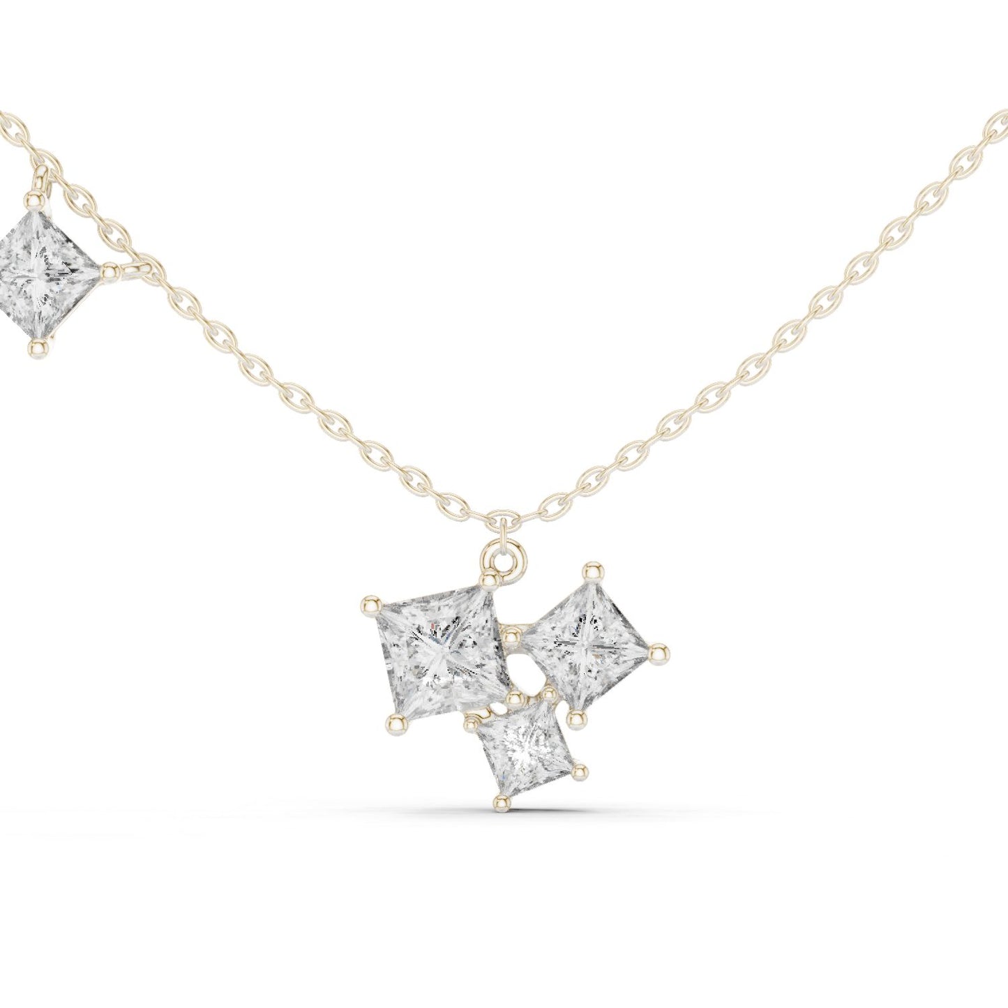 Princess Lab Grown Diamond Cluster Pendant