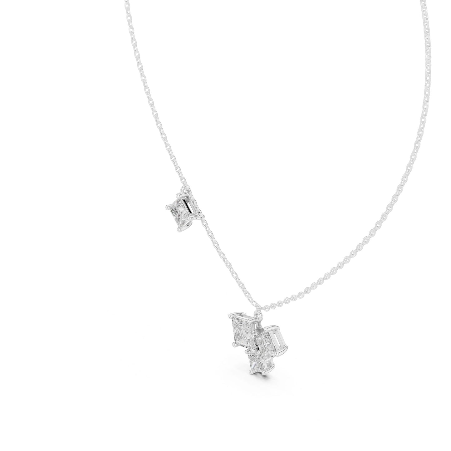 Princess Lab Grown Diamond Cluster Pendant