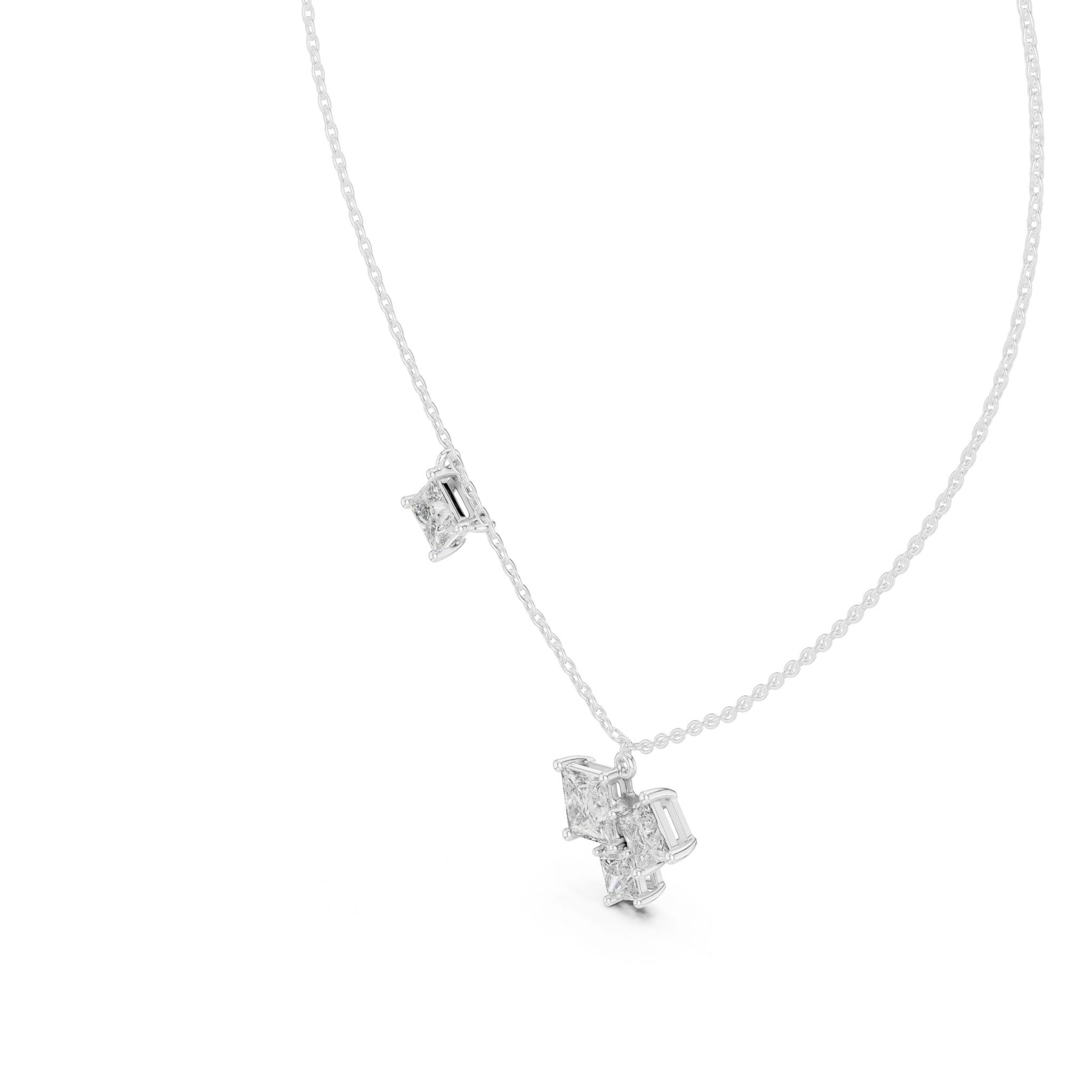 Princess Lab Grown Diamond Cluster Pendant