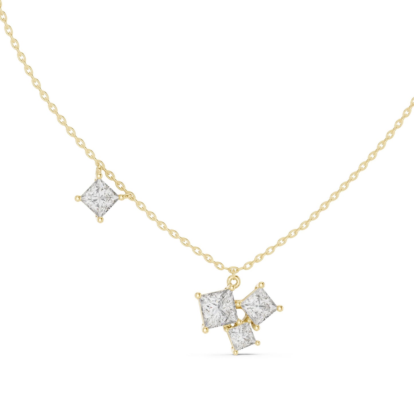 Princess Lab Grown Diamond Cluster Pendant