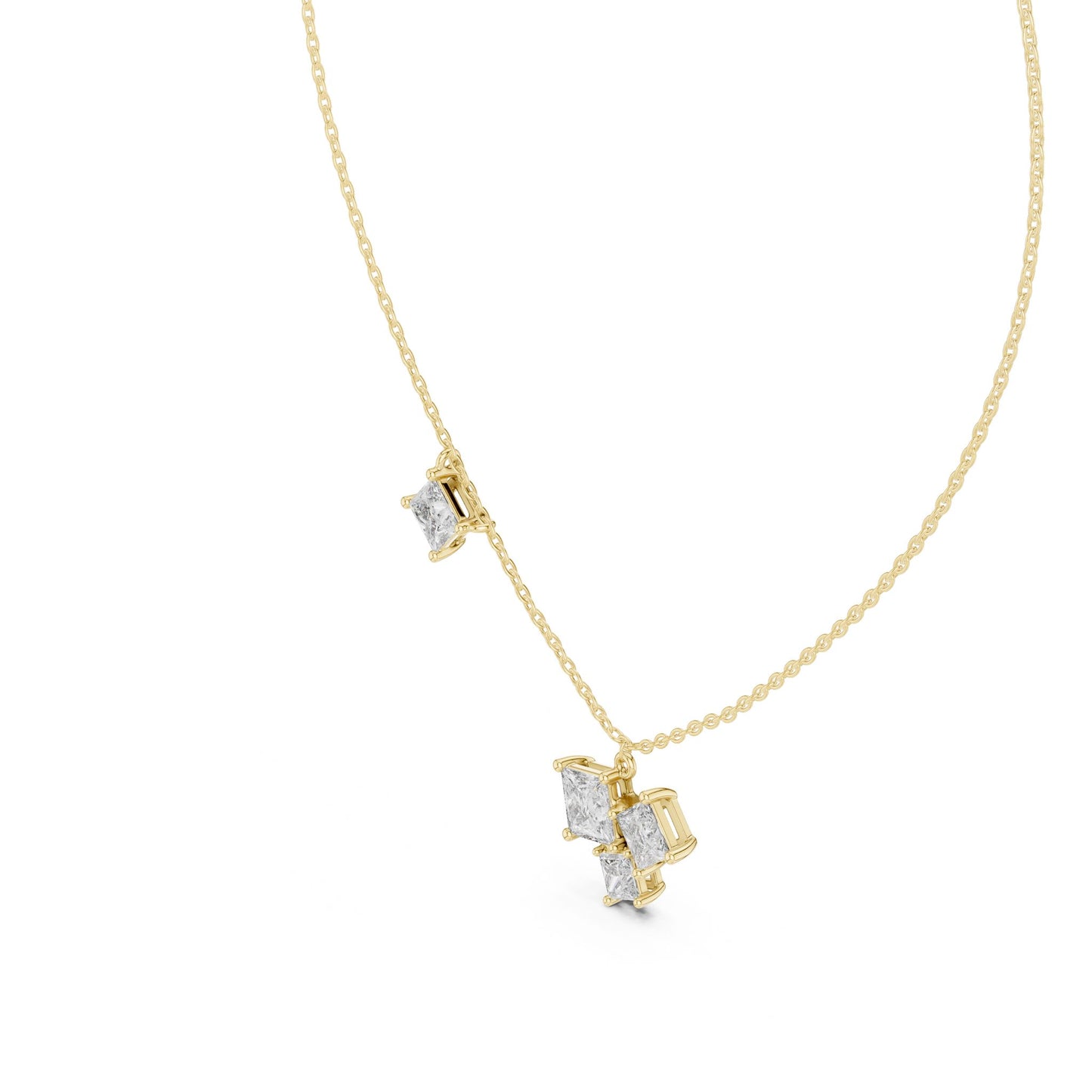 Princess Lab Grown Diamond Cluster Pendant