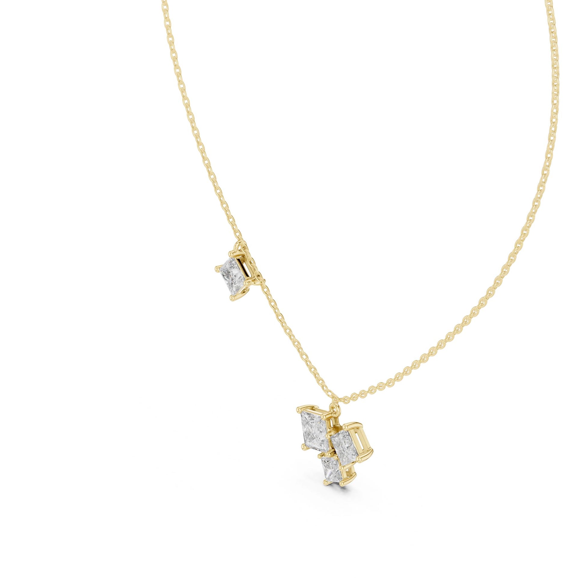 Princess Lab Grown Diamond Cluster Pendant
