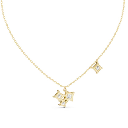 Princess Lab Grown Diamond Cluster Pendant