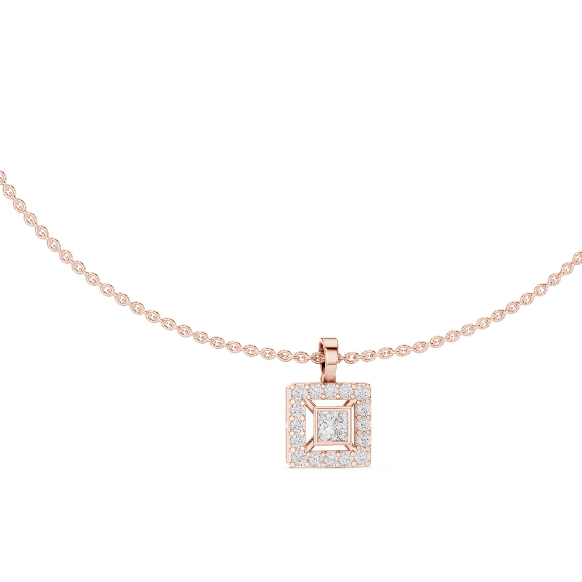 Princess Lab Grown Diamond Halo Pendant