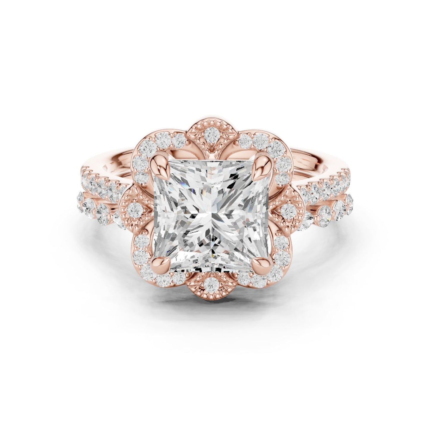 Princess Lab Grown Diamond Halo Engagement Ring