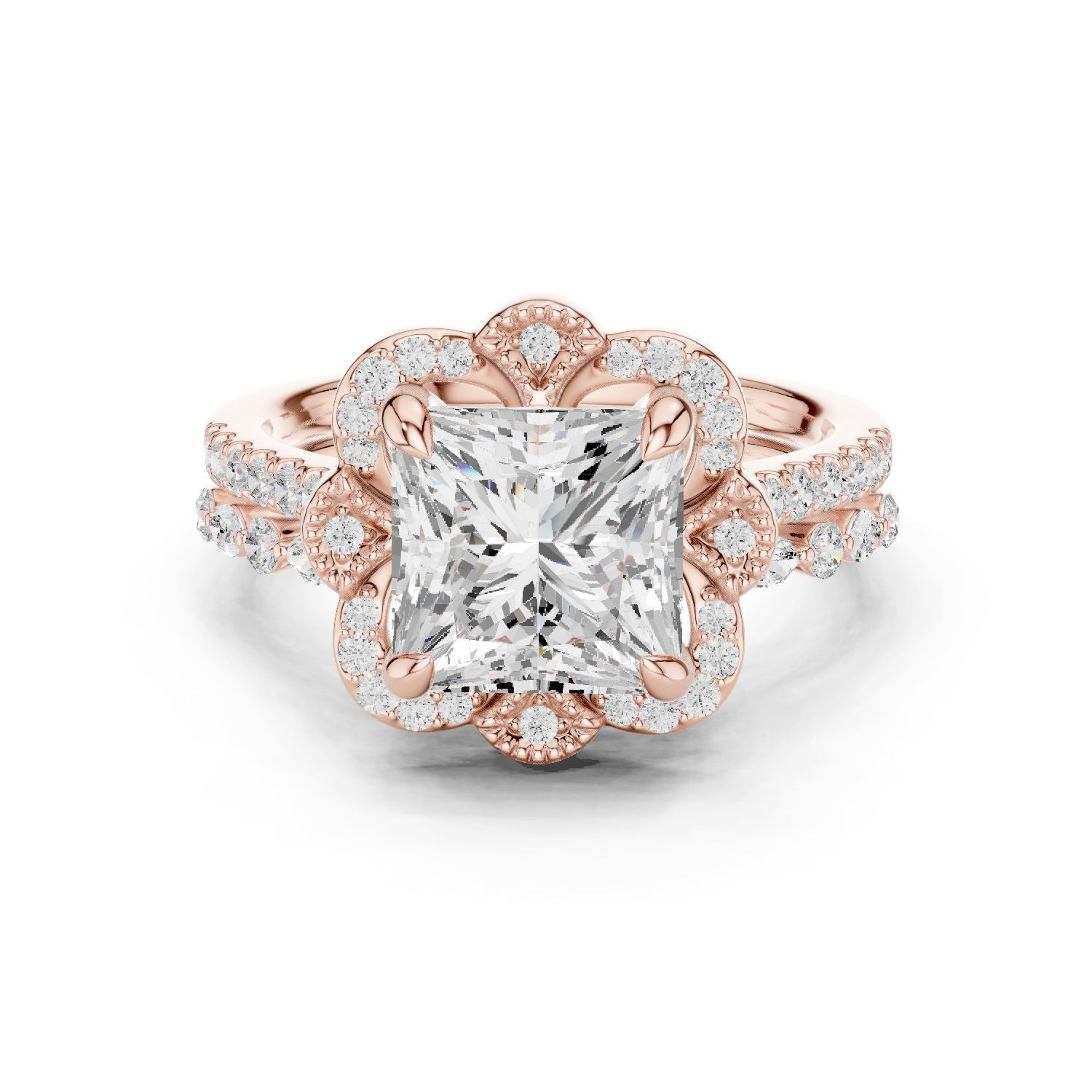 Princess Lab Grown Diamond Halo Engagement Ring