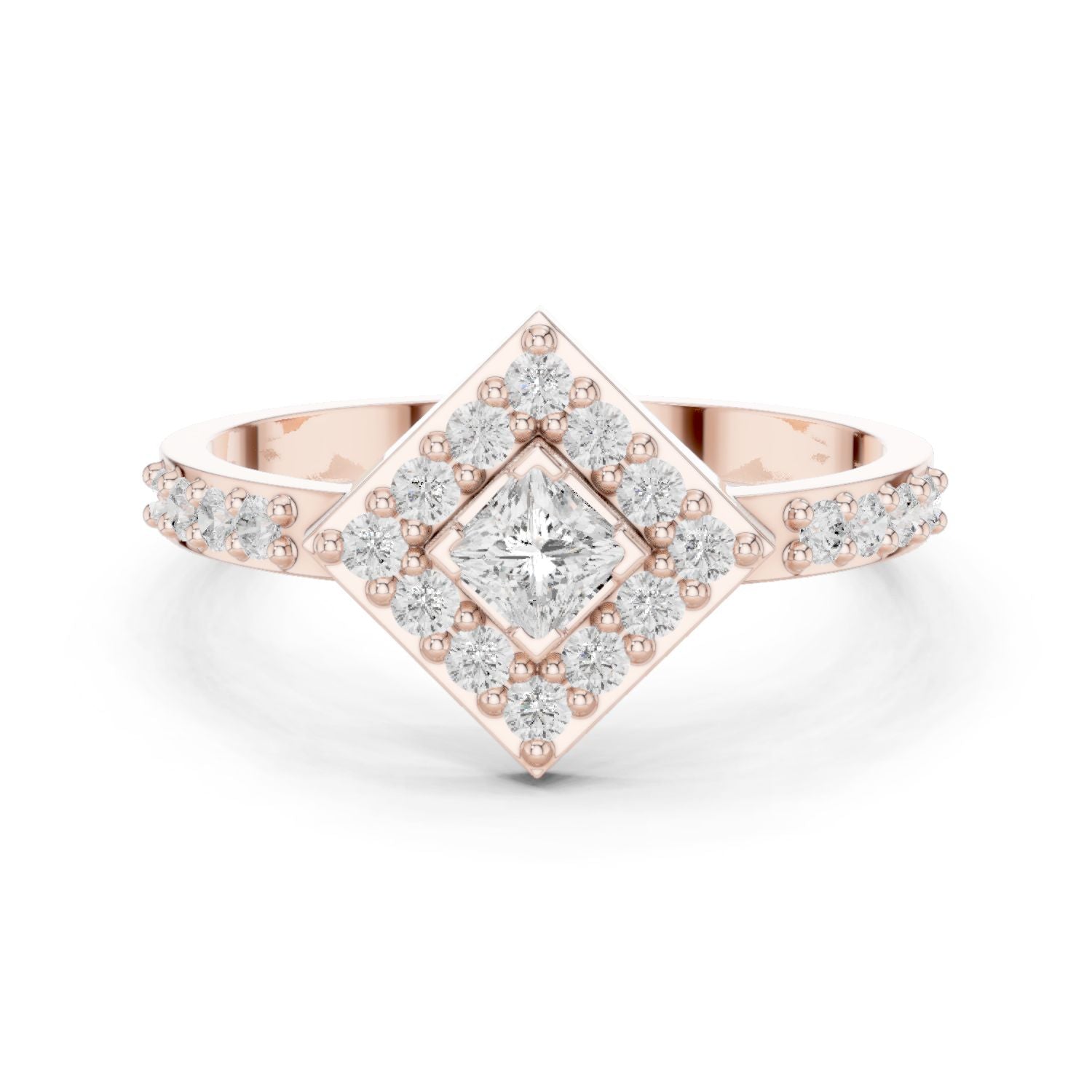 Princess Lab Grown Diamond Halo Engagement Ring