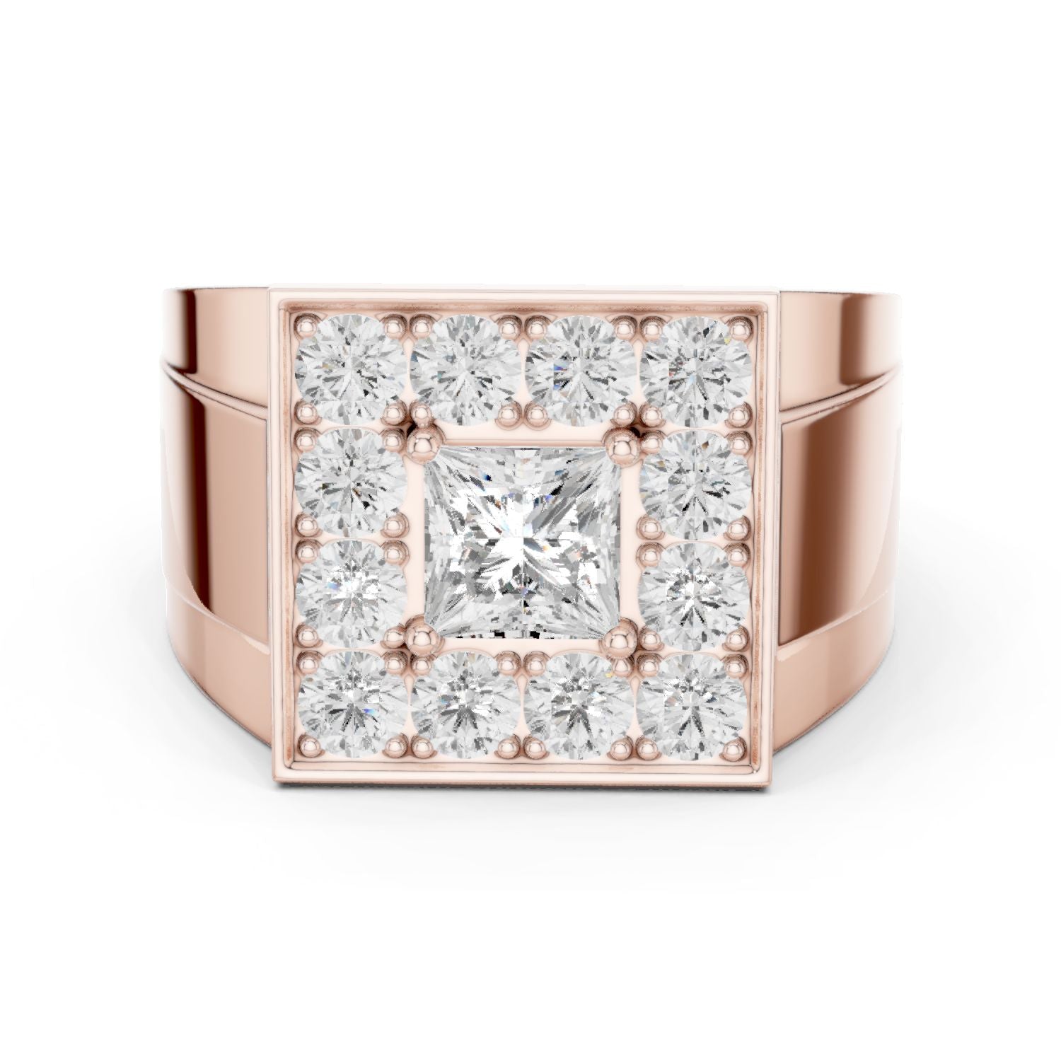 Men's Princess Lab Grown Diamond Halo Ring