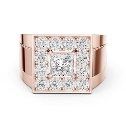 Men's Princess Lab Grown Diamond Halo Ring
