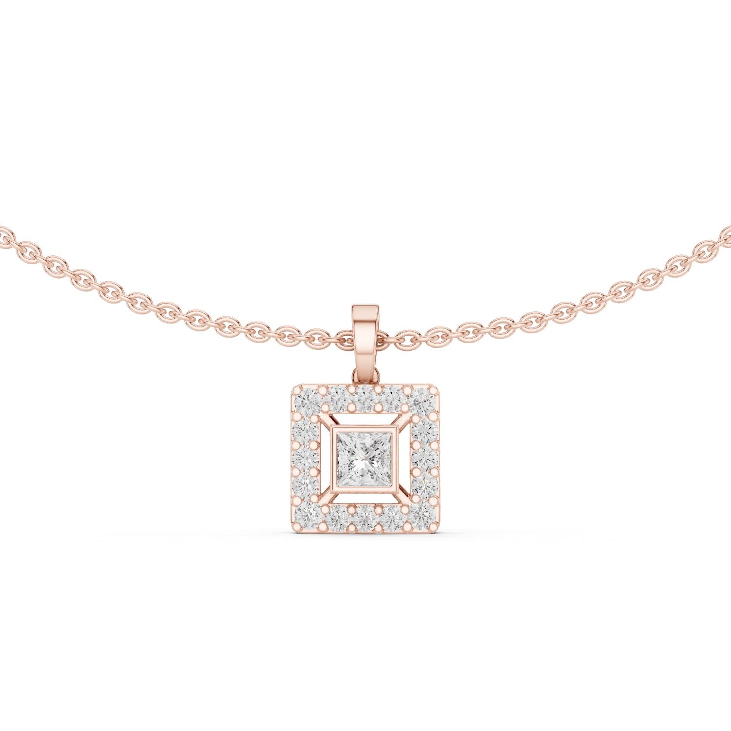 Princess Lab Grown Diamond Halo Pendant