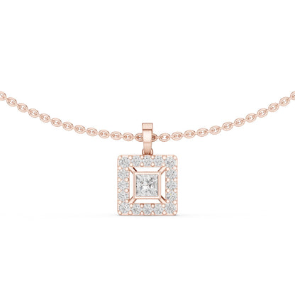 Princess Lab Grown Diamond Halo Pendant