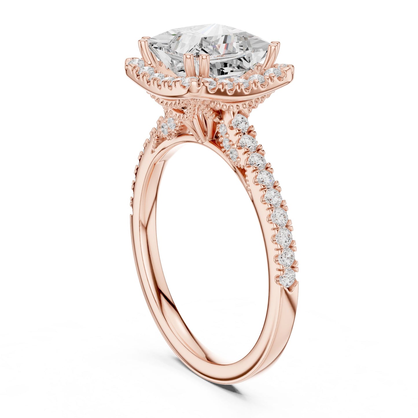 Princess Lab Grown Diamond Halo Engagement Ring