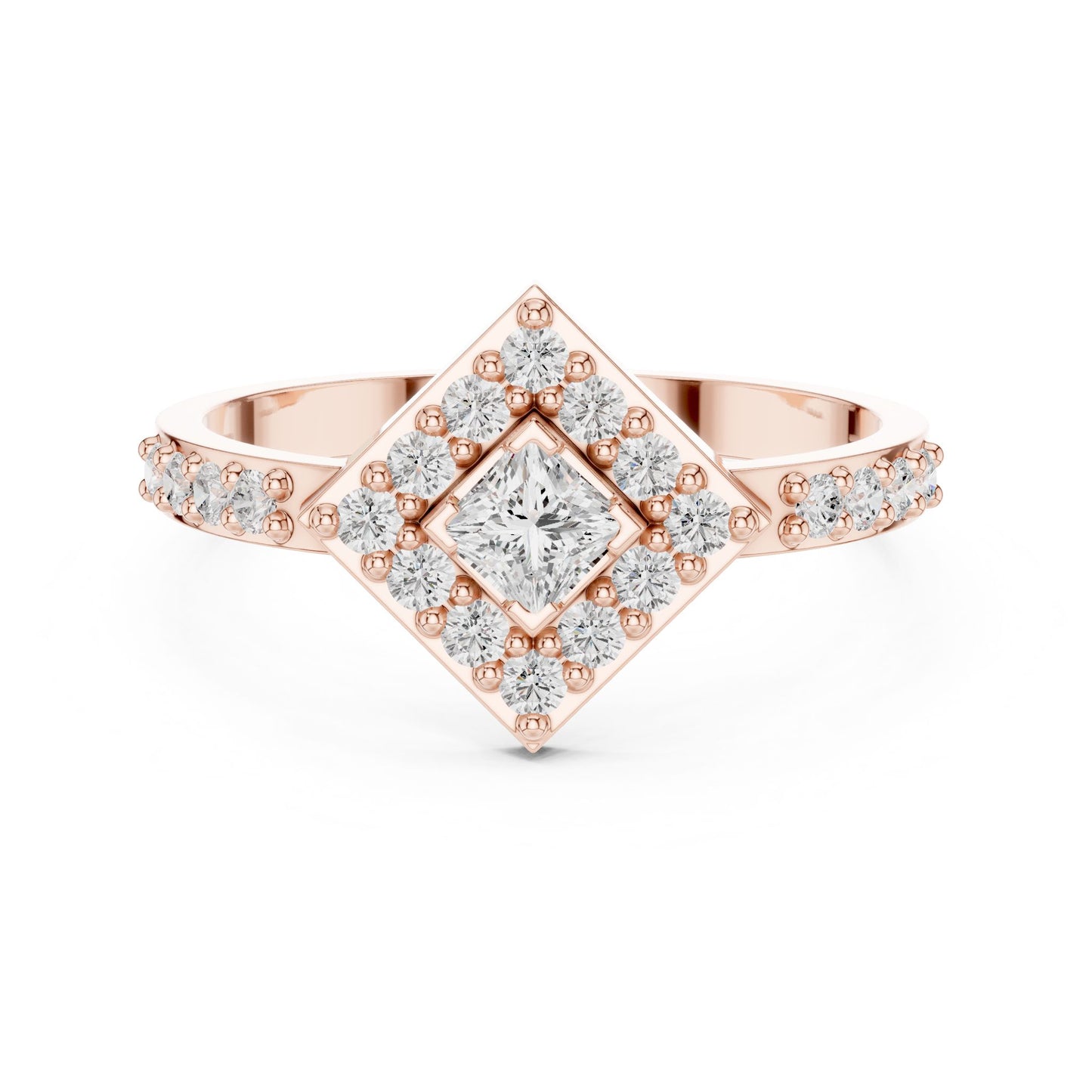 Princess Lab Grown Diamond Halo Engagement Ring