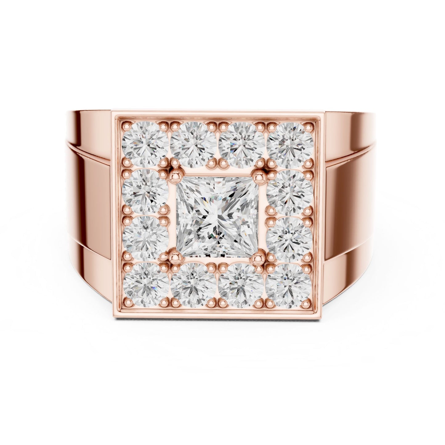 Men's Princess Lab Grown Diamond Halo Ring