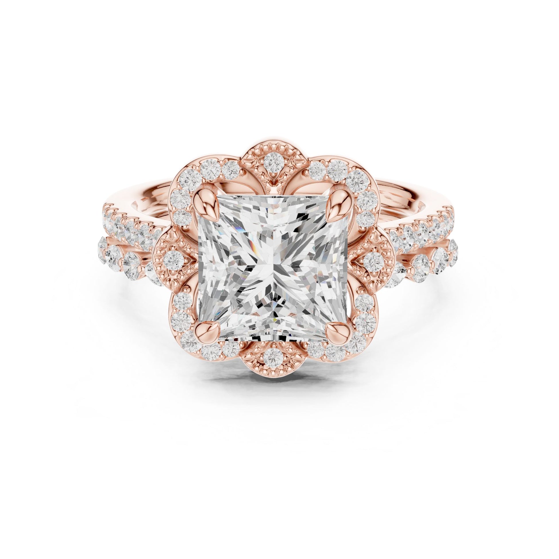 Princess Lab Grown Diamond Halo Engagement Ring