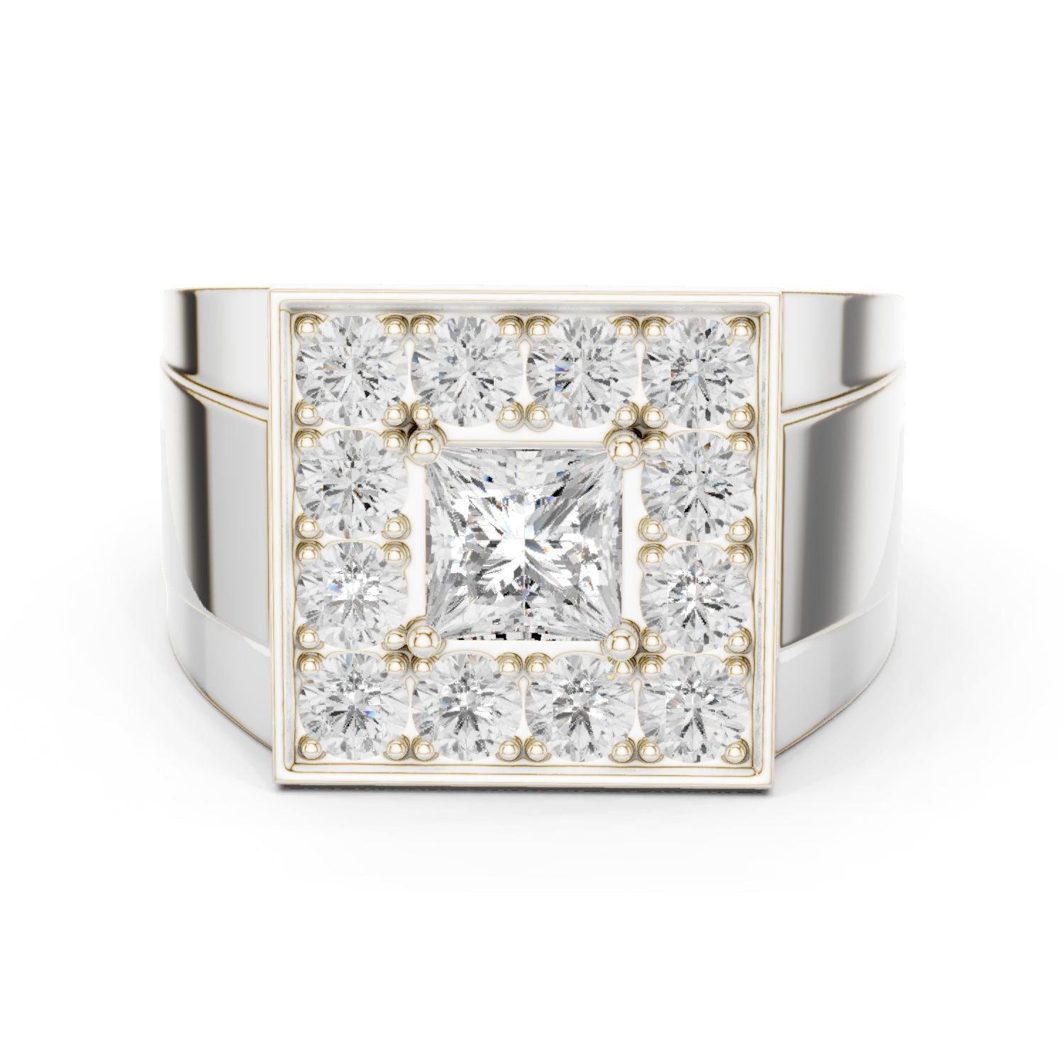 Men's Princess Lab Grown Diamond Halo Ring