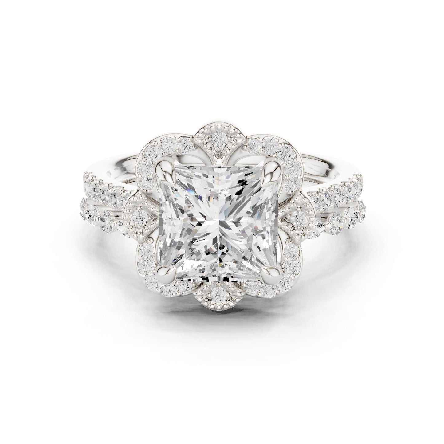 Princess Lab Grown Diamond Halo Engagement Ring