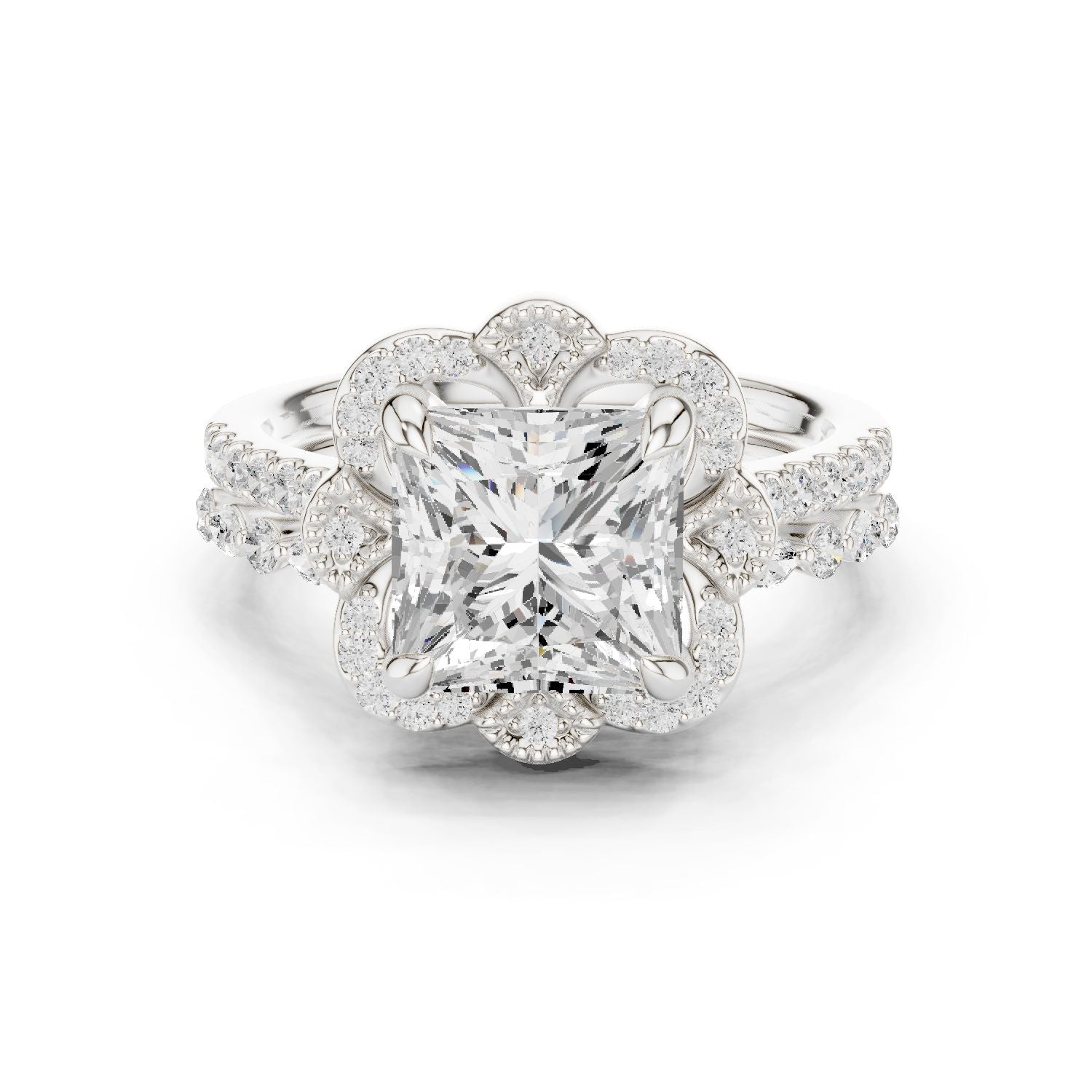 Princess Lab Grown Diamond Halo Engagement Ring