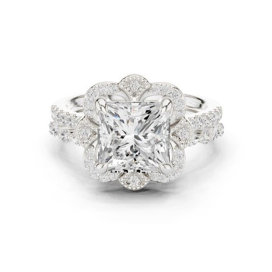 Princess Lab Grown Diamond Halo Engagement Ring