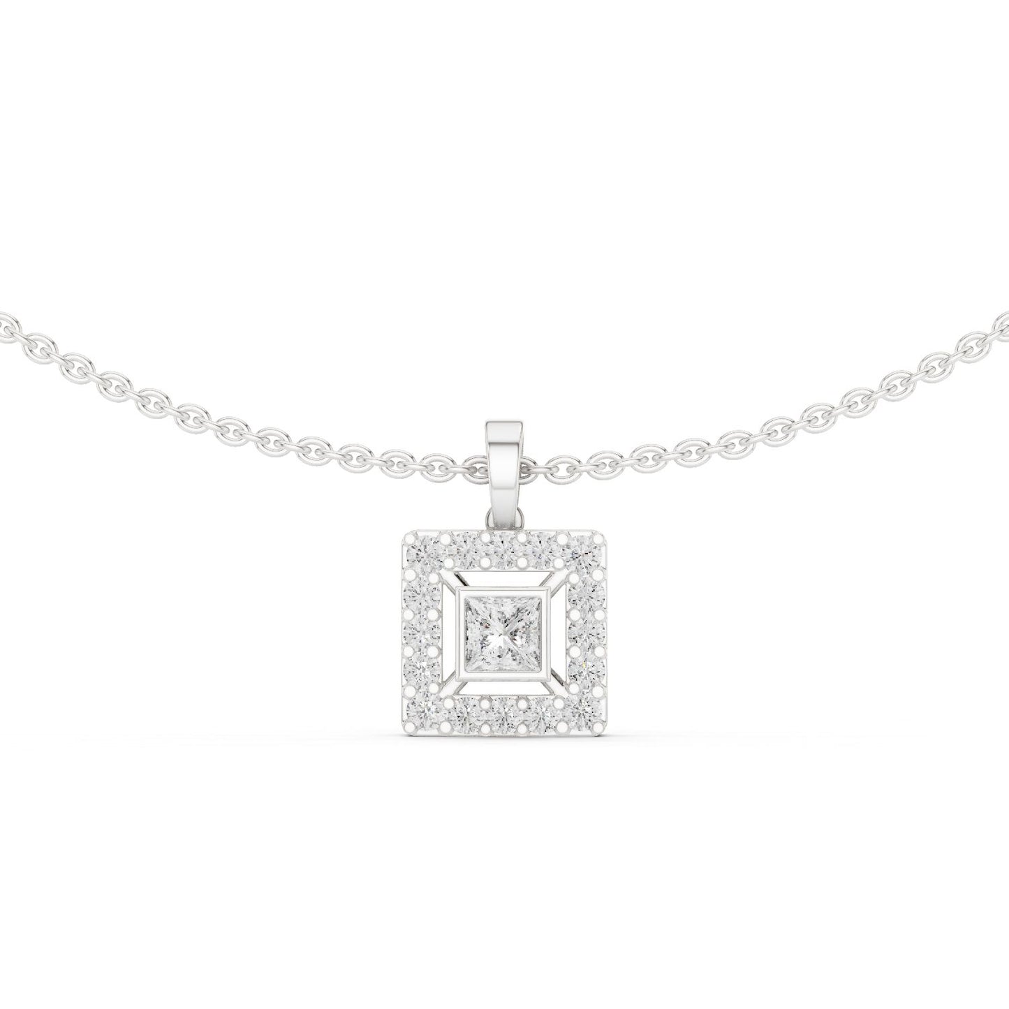 Princess Lab Grown Diamond Halo Pendant