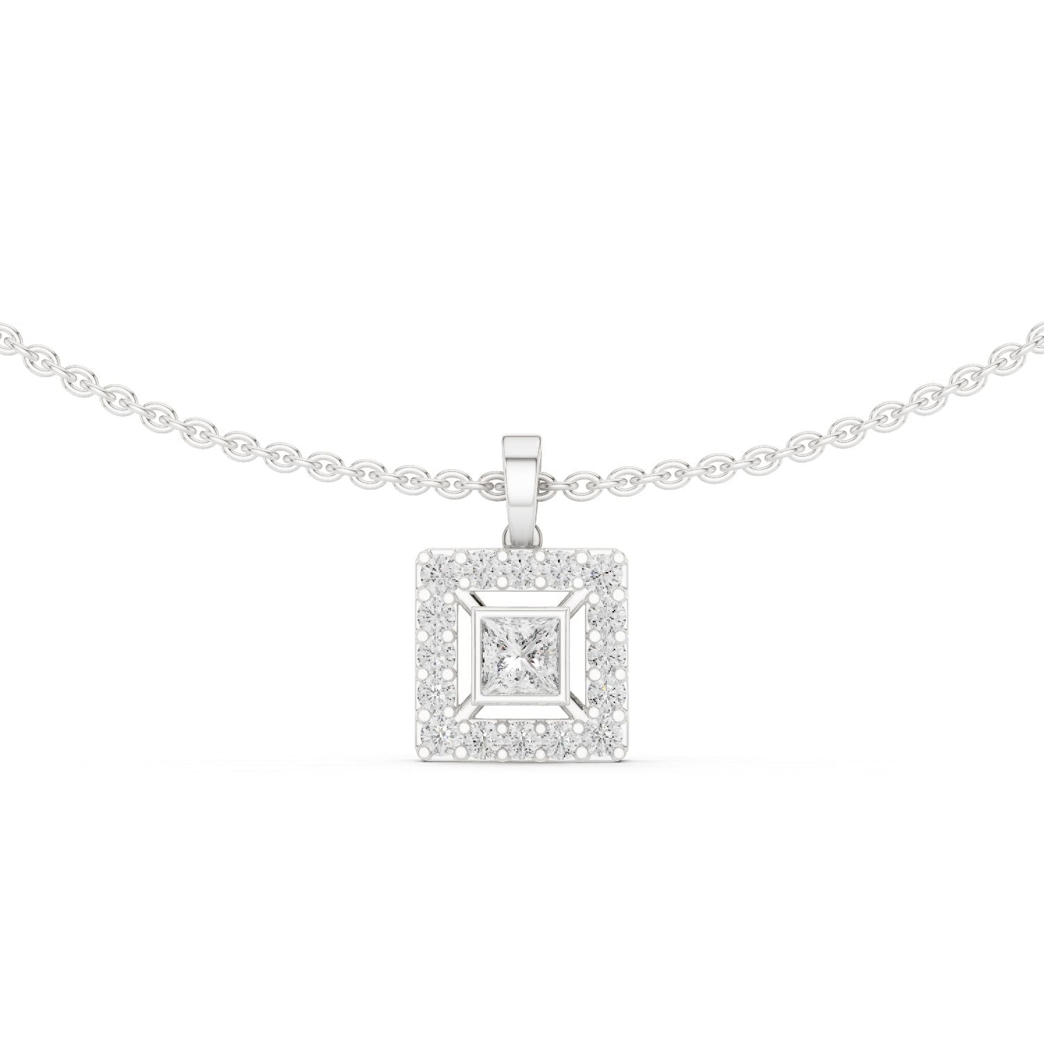 Princess Lab Grown Diamond Halo Pendant