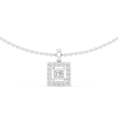 Princess Lab Grown Diamond Halo Pendant