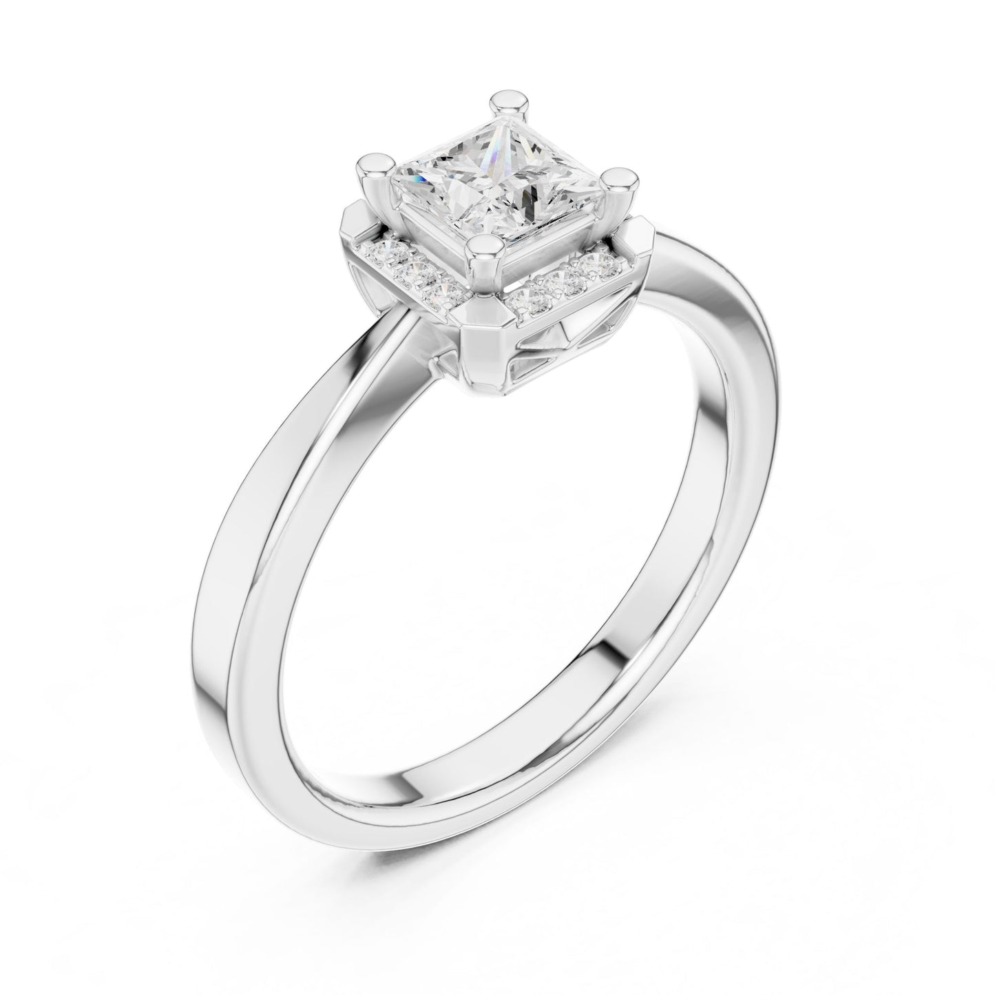 Princess Lab Grown Diamond Halo Engagement Ring