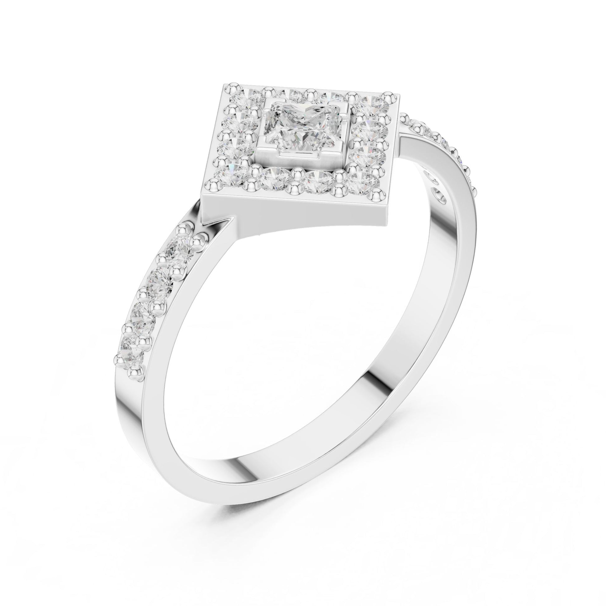 Princess Lab Grown Diamond Halo Engagement Ring