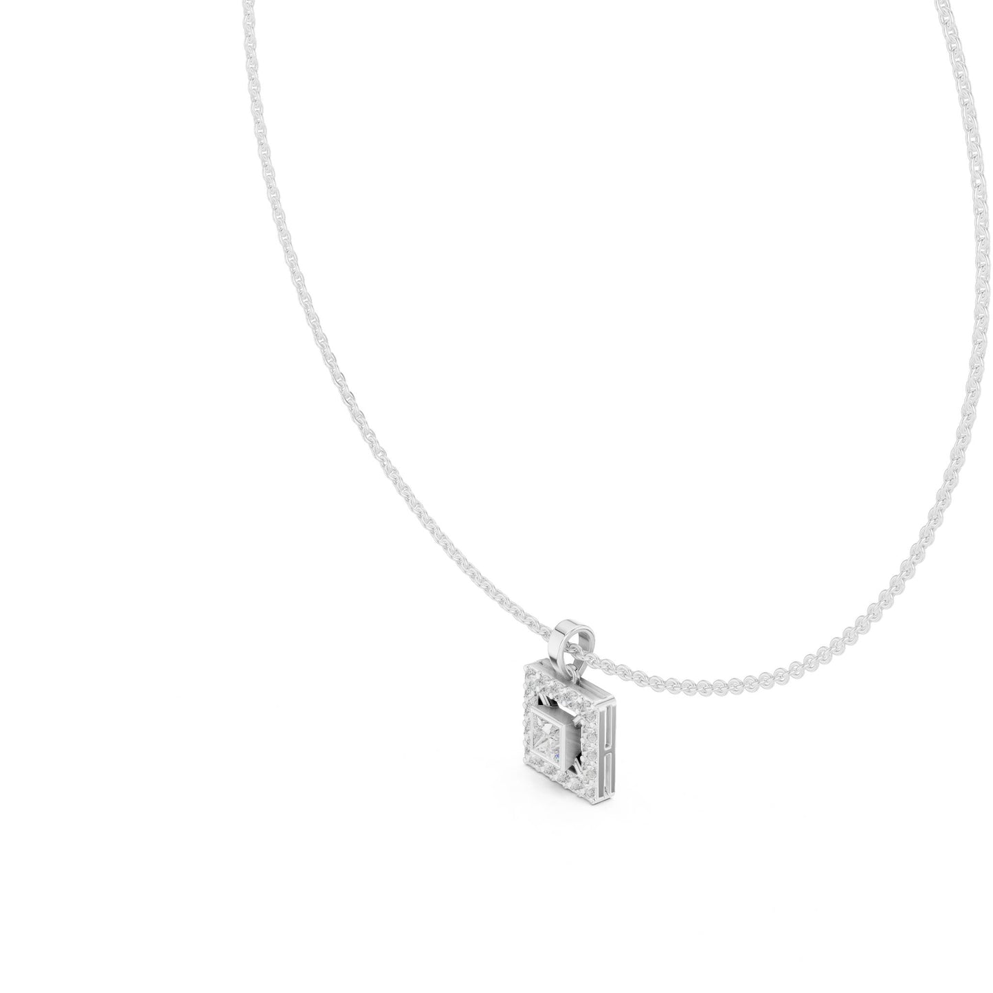 Princess Lab Grown Diamond Halo Pendant
