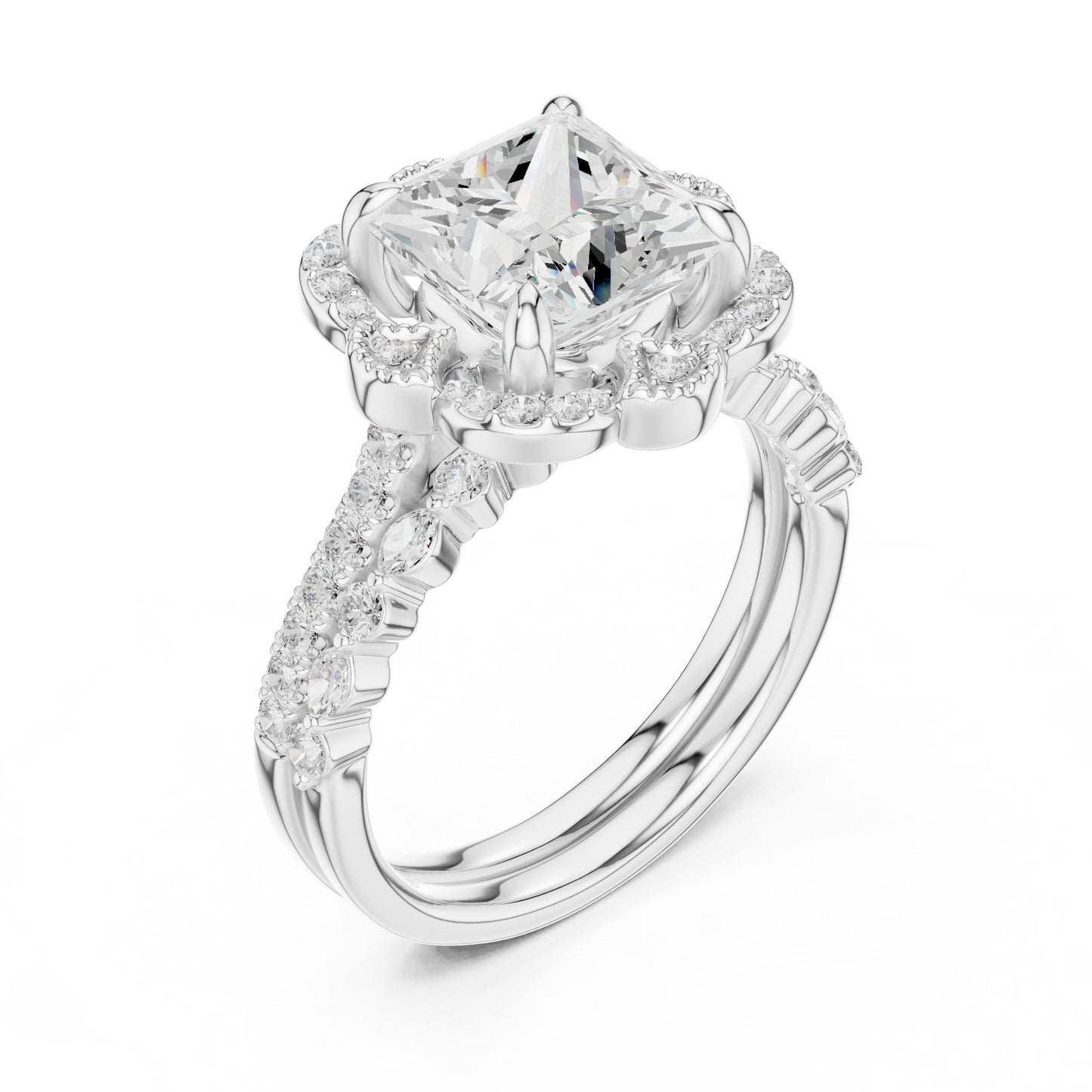 Princess Lab Grown Diamond Halo Engagement Ring