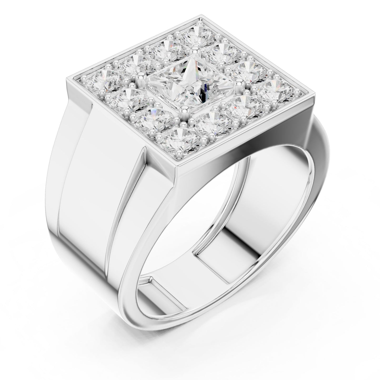 Men's Princess Lab Grown Diamond Halo Ring
