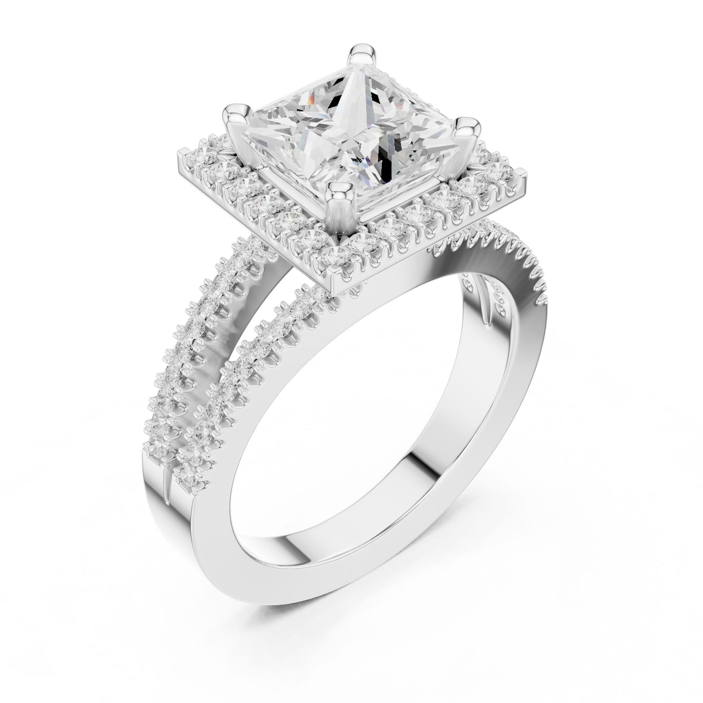Princess Lab Grown Diamond Halo Engagement Ring