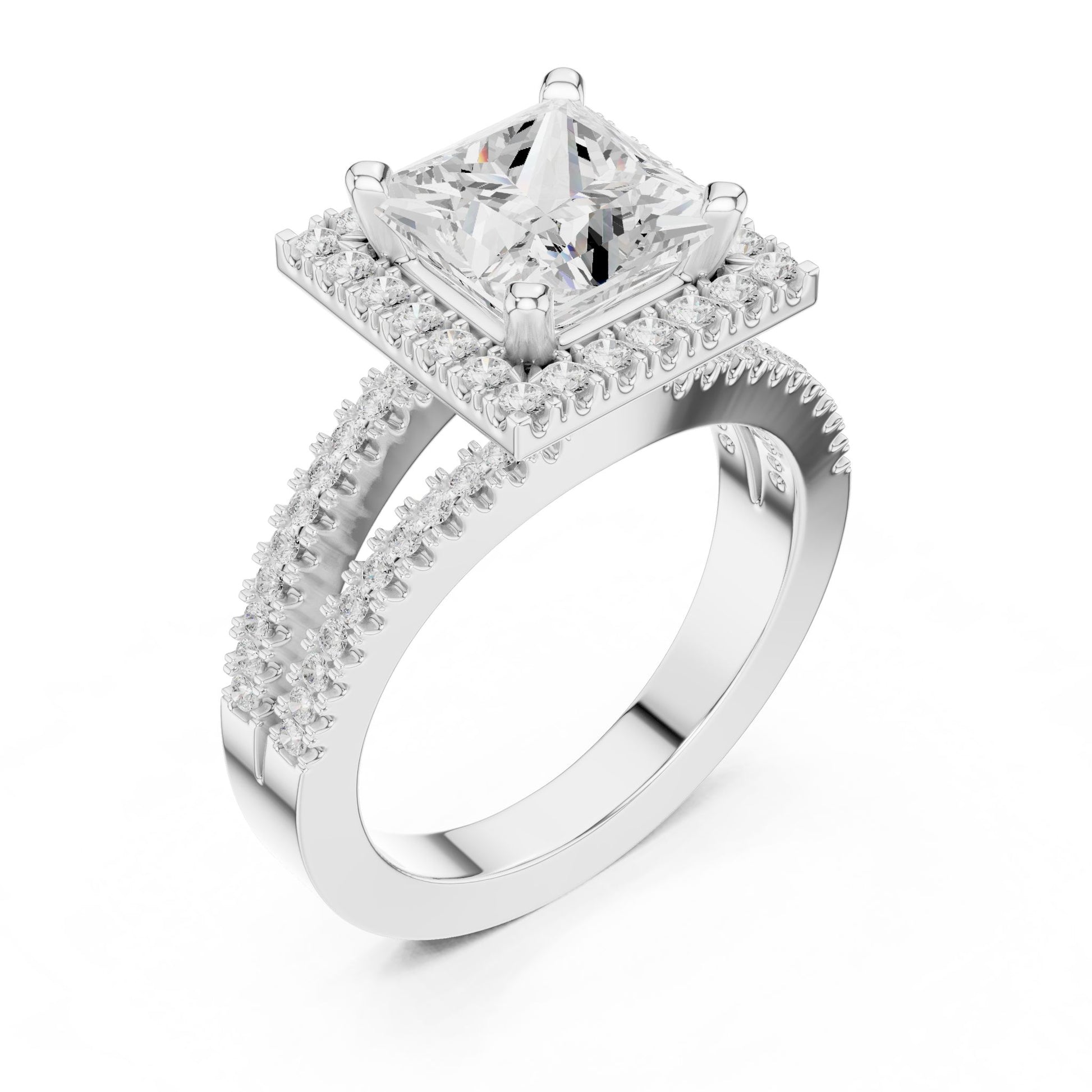 Princess Lab Grown Diamond Halo Engagement Ring