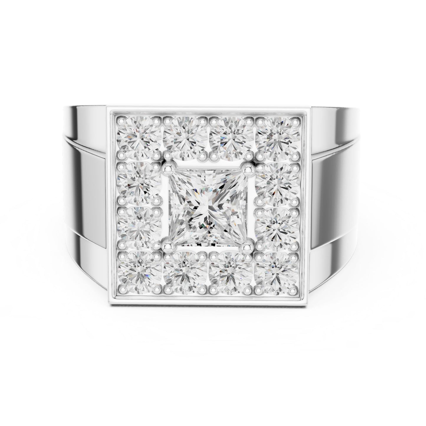 Men's Princess Lab Grown Diamond Halo Ring