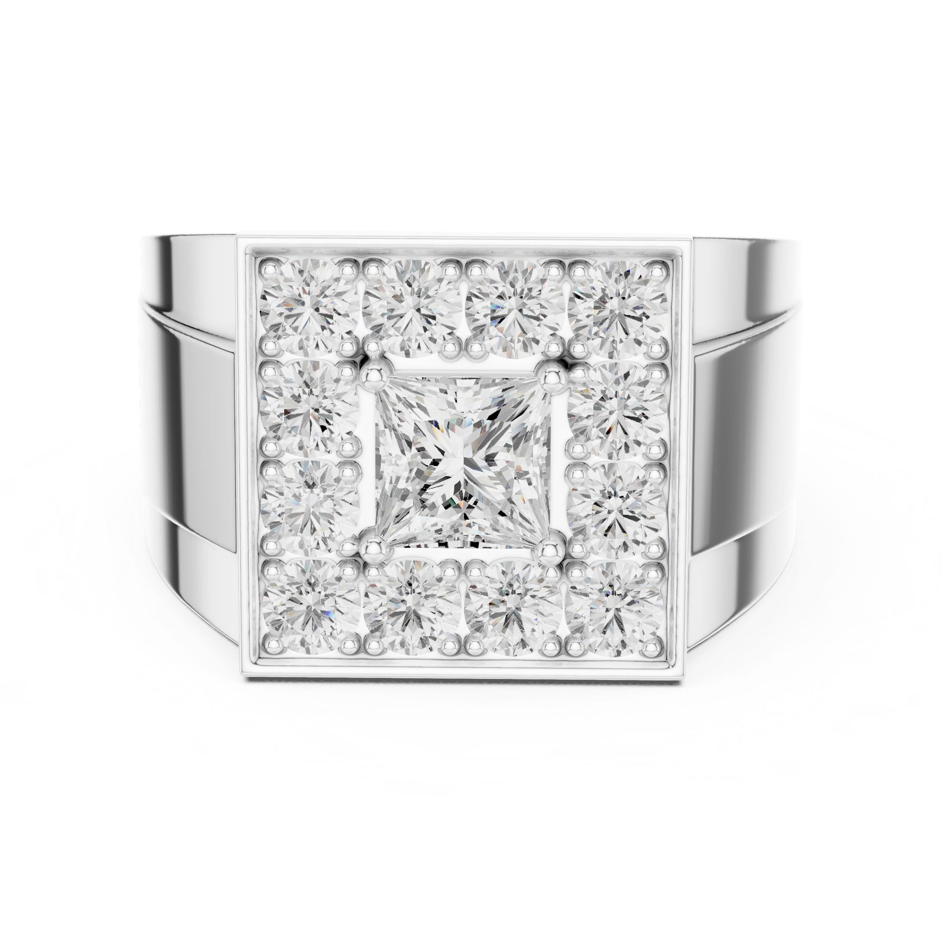 Men's Princess Lab Grown Diamond Halo Ring