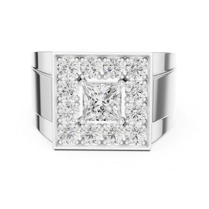 Men's Princess Lab Grown Diamond Halo Ring