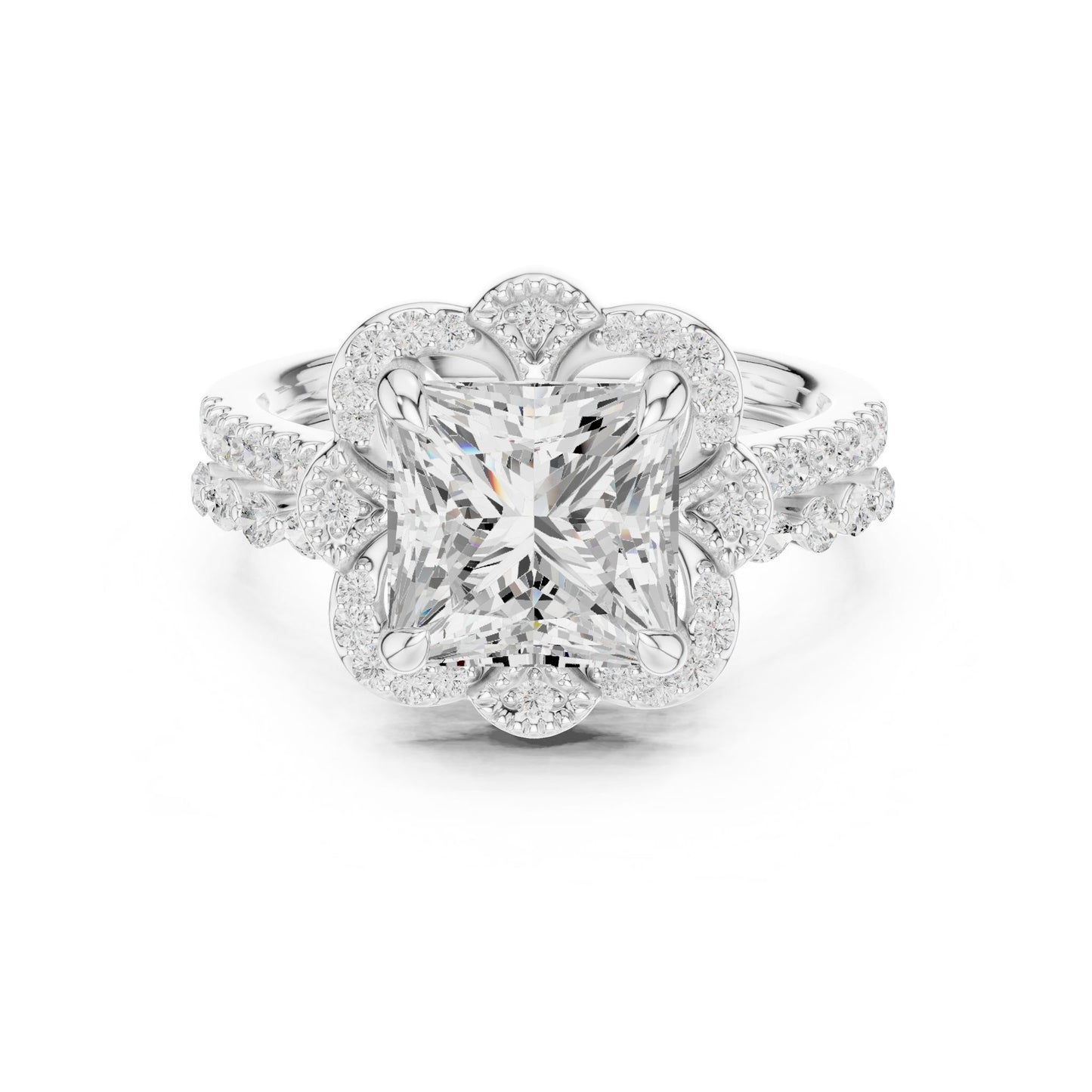 Princess Lab Grown Diamond Halo Engagement Ring