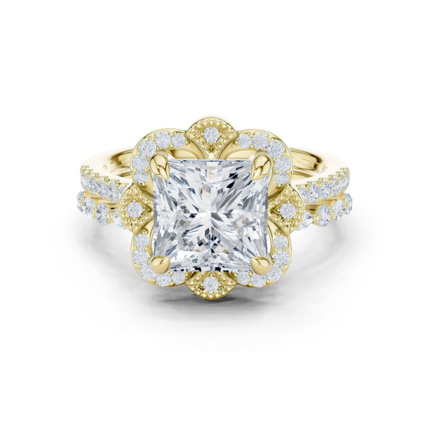 Princess Lab Grown Diamond Halo Engagement Ring