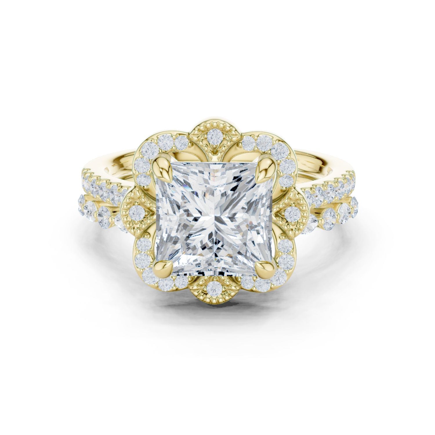 Princess Lab Grown Diamond Halo Engagement Ring