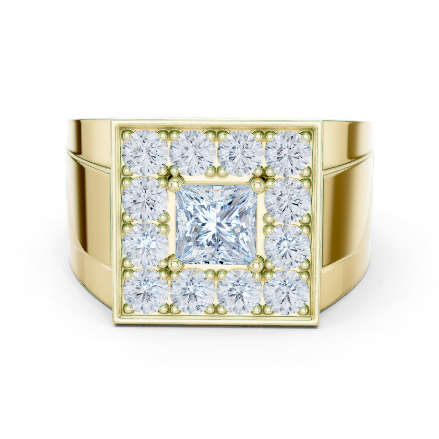 Men's Princess Lab Grown Diamond Halo Ring